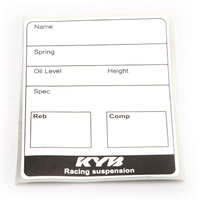 KYB Suspension Tools Label suspension name. oil level. spring