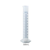 Measuring cylinder 500ml. Tall form Blue graduation PP
