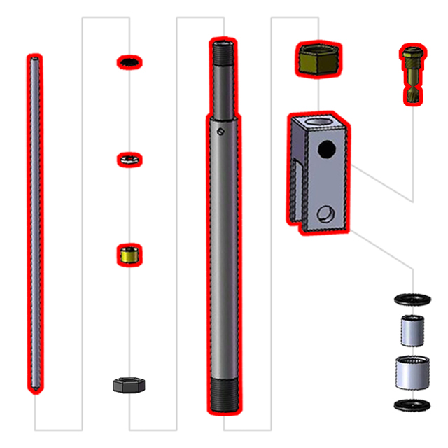 Teknik Shock Shaft & End Eye Assembly